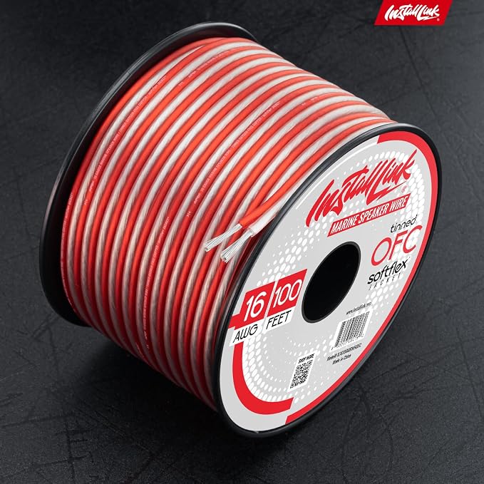 Install Link 16 AWG Gauge (Tinned OFC) Marine Speaker Wire Cable (100 Feet)