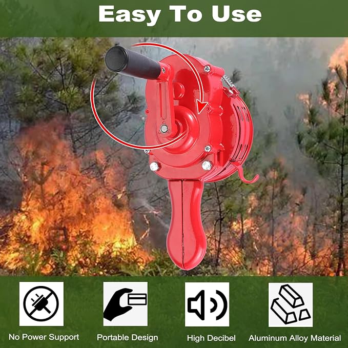 Sumnacon Hand Crank Siren Manual Operated Air Raid Siren with Foldable Handle for Sporting Events, Emergency Sturdy Waterproof Aluminum Alloy Tornado Sirens Portable Loud Volume Emergency Sirens, Red