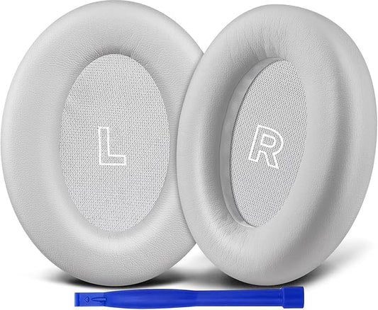 SOULWIT Replacement Earpads for Bose QC Ultra/New QuietComfort Ultra(2nd Gen) Wireless Headphones, Ear Pads Cushions with Softer Protein Leather, High-Density Noise Isolation Foam - White Smoke