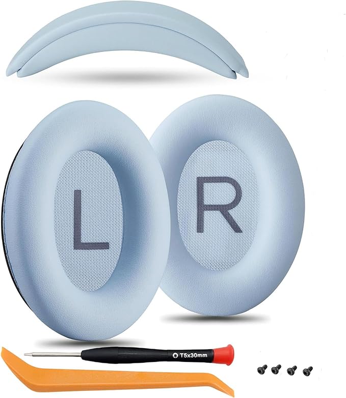 Ear Cushions and Headband Cushion Foam for Bose QuietComfort 45 (QC45) Headphones Accessories Easy to Install （45） (（45-Sky Blue）)
