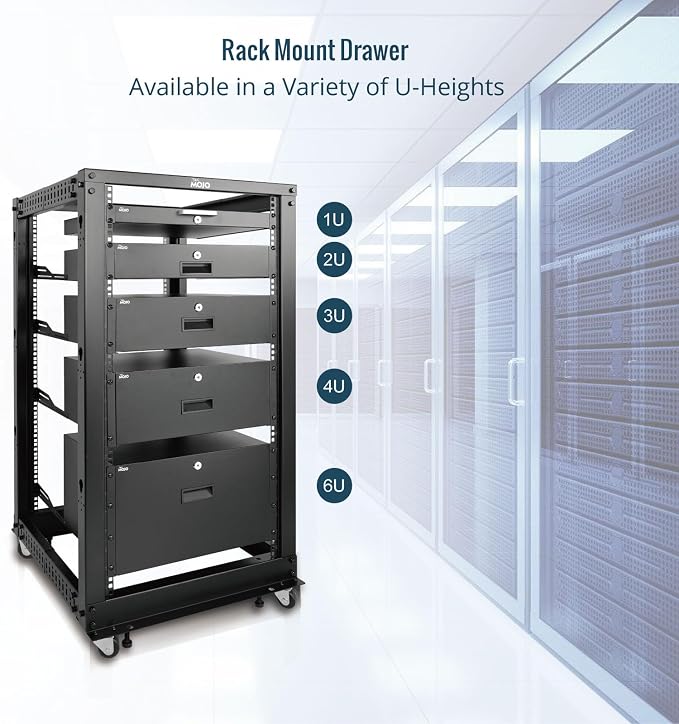 Tecmojo 2U Rack Drawer,Rack Mount Drawer for 19in Network Equipment/Server/AV Rack or Cabinet Enclosure,Sliding and Lockable Server Rack Drawer - Load-Bearing 44lb (20kg),with Cable Management Holes