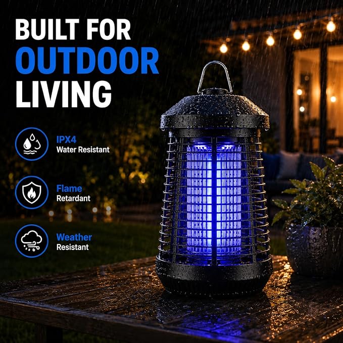 Bug Zapper Outdoor,4200v Mosquito Zapper Killer,Covers 1/2 Acre | Electric Bug zapper Helps Eliminate Mosquitoes and Flying Insects Outdoors. Ideal for Patio Backyard Garage. Easy-clean Tray