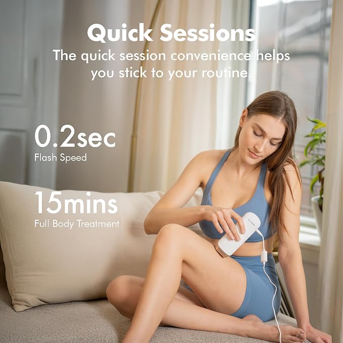 Aberlite Luxe - IPL Laser Hair Removal Device for Women & Men - Painless w/Sapphire Cooling, Double Pulse, Auto Scan, 4 Modes, 5 Intensity Levels - At Home Intense Pulsed Light (IPL) System (White)