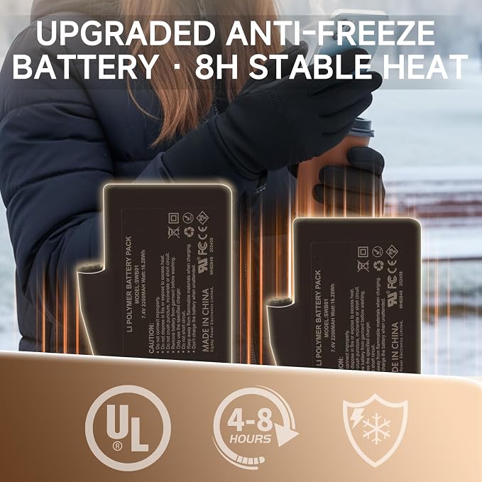 Heated Glove Liners for Men & Women, Thin Flexible Rechargeable Electric Gloves with Long-Lasting Battery for Typing
