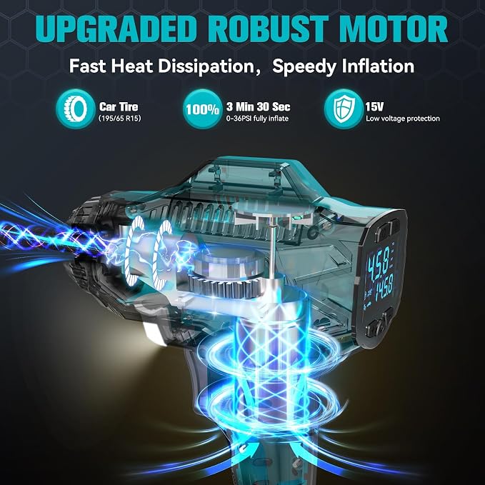 DIYtoolifz Cordless Tire Inflator Air Compressor Compatible with Makita 18V Battery, 160PSI Portable Air Pump with Digital Pressure Gauge, Fast Inflation for Cars, Motorcycles, Bikes (Tool Only)
