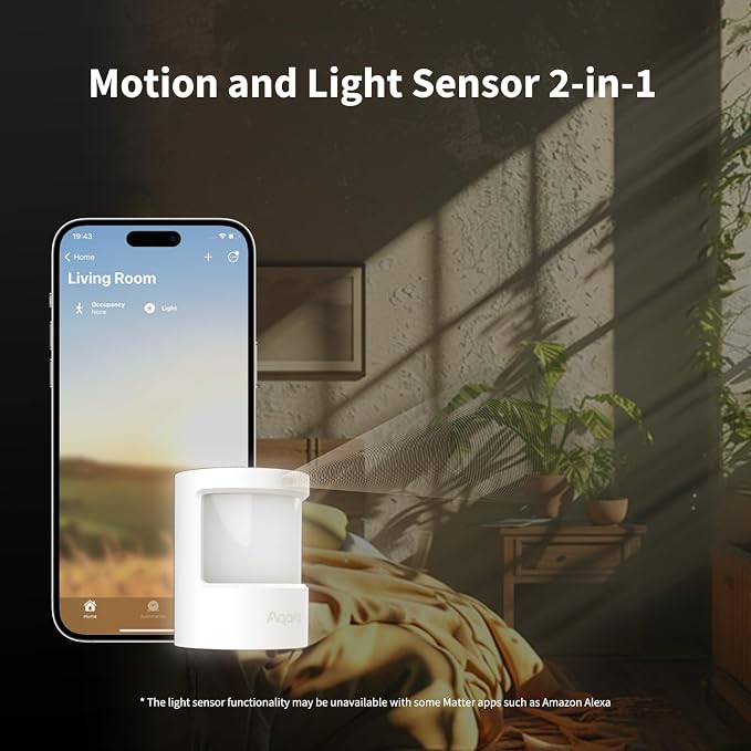 Aqara Motion and Light Sensor P2, Motion Detector with Light Sensor, Matter Over Thread, Requires 2-in-1 Matter Controller & Thread Border Router, Supports Apple Home, Alexa