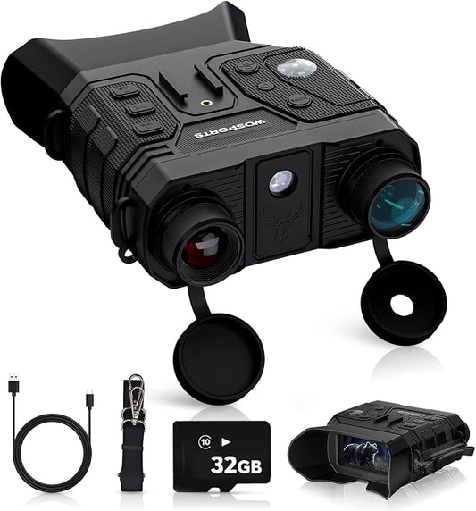 WOSPORTS 4K Night Vision Goggles with 48MP Photo, 3280ft Full Color Vision, 1300ft IR Distance, 3" HD Screen, 10X Optical Zoom, 5000mAh Battery, Binoculars for Wildlife Observation, Gifts for Men