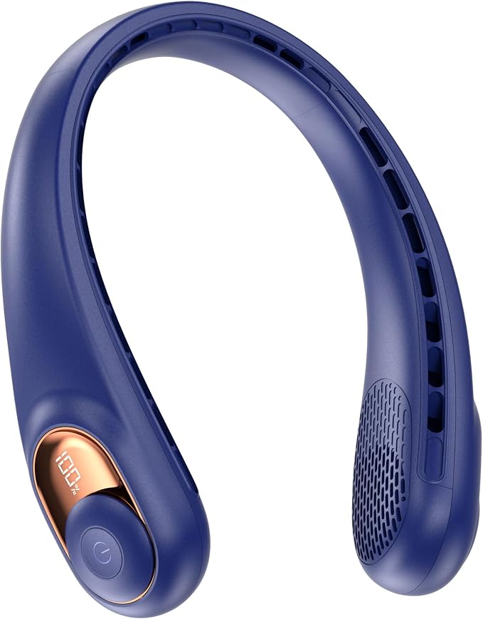 KIDEE Portable Neck Fan, Personal Bladeless Rechargeable, Upgraded 4000mAh Battery & 360° Surrounding Air Outlet, Increase Air Volume, Ultra Quiet, Long Use Time Wearable Fan for Home Travel
