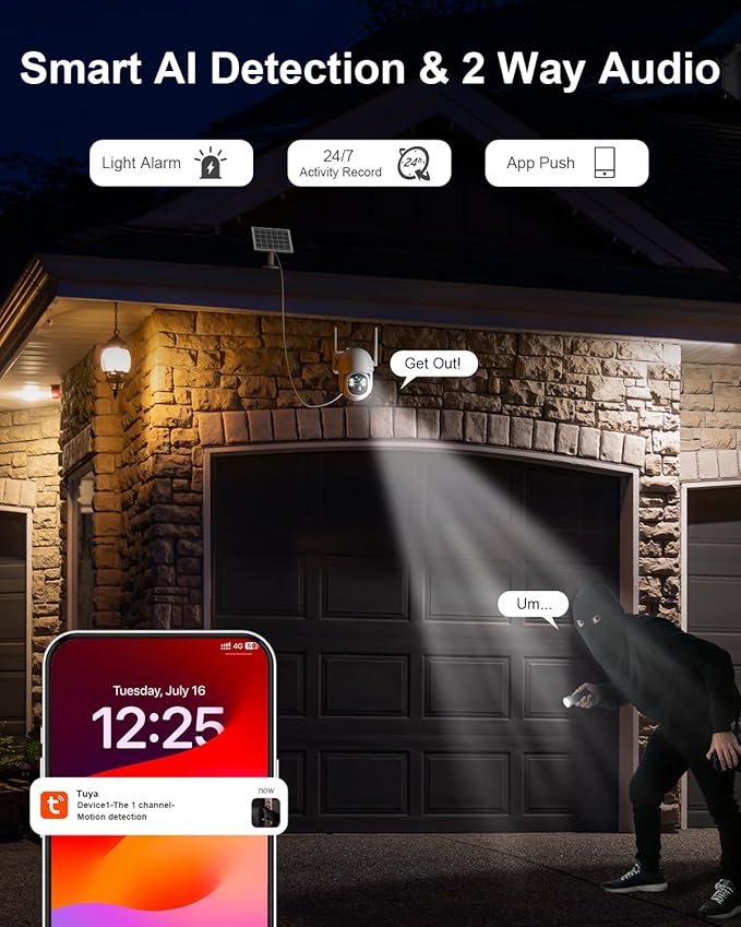 SANSCO 4G LTE Cellular Solar Security Camera Wireless Outdoor, Lifetime Free Unlimited Data, NO WiFi 2K Color Night Vision, PTZ 360 View, 2 Way Audio, Motion Detection (4G Unlimited-2Pack)