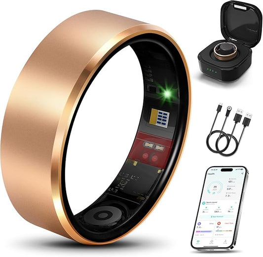 Smart Ring 2.0 for Women Men, Slim Scratch & Fingerprint Resistant Design, Advanced Chip Fitness Tracker, Sleep, Stress & Activity Monitoring, Waterproof, No Subscription Fees, Rose Gold 14