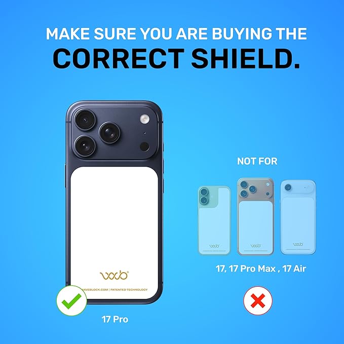 WAVEBLOCK EMF Blocker for Cell Phone - Made for iPhone 17 Pro - The Only Patented, Real Scientifically Backed, Lab-Tested 5G-Shield Sticker to Protect You & Your Loved Ones - USA Made White