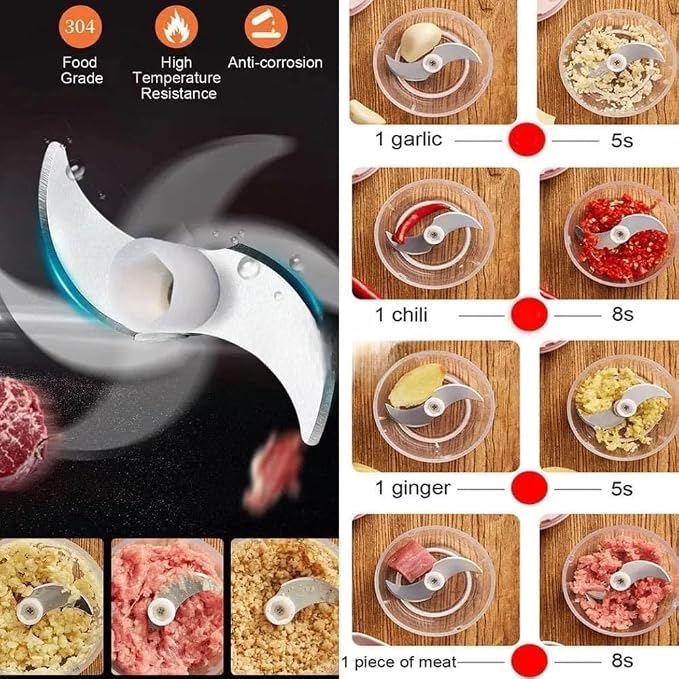 Electric Garlic, Fruit, and Vegetable Mini Food Chopper: Compact Wireless Processor Ideal for Ginger, Chili, Meat, and More, 250ML, Wood