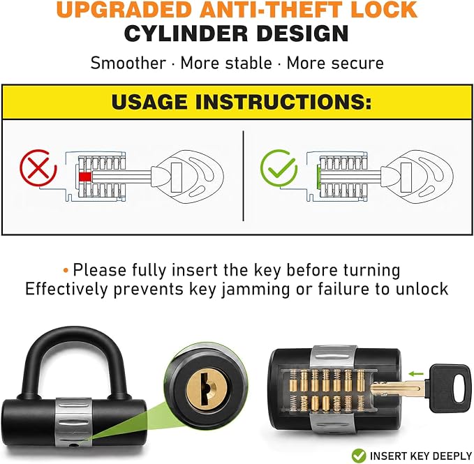 Heavy Duty Motorcycle Chain Lock, 10mm Hardened Steel Anti Theft Bike Lock Chain with U Lock & 4 Keys, 3.2FT Cut Resistant Security Lock for Motorcycle, E-Bike, Scooter, Bicycle, Gate - Gold