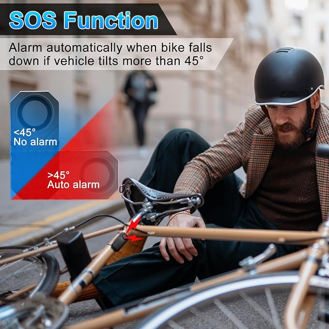 USUPERINK 8PK Bike Alarm for Ebikes,Electric Scooter Alarm, Bike Alarm with Remote, Motorcycle Alarm Anti-Theft Vibration Motion Sensor Security Alarm System 113dB Loud IP65 Waterproof SOS Function
