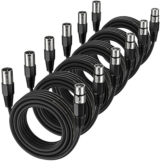 EBXYA XLR Cable 2ft 6 Packs - Balanced Microphone Cable with 3-Pin XLR Male to Female Mic Speaker Cable, Black