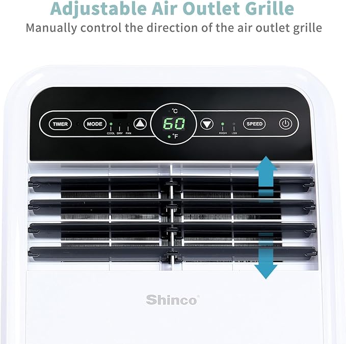 Shinco 12,000 BTU Portable Air Conditioner, Portable AC Unit with Built-in Cool, Dehumidifier&Fan Modes for Room up to 400 sq.ft, Room Air Conditioner with Remote Control, 24 Hour Timer