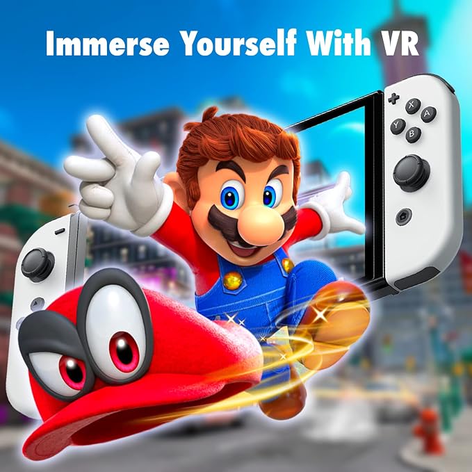 Orzly VR Headset Designed for Nintendo Switch & Switch OLED Console with Adjustable Lens for a Virtual Reality Gaming Experience and for Labo VR - White - Gift Boxed Edition
