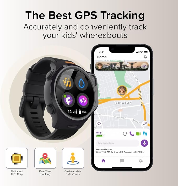 myFirst R2 Kids Smart Watch, 4G GPS Tracker with Video Calling, SOS Safety & Parent App Control, AMOLED Display, Heart Rate Monitor, 5MP Camera, Birthday Gift for Boys Girls Ages 5–12
