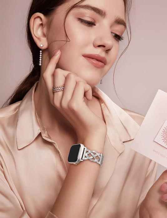 TOYOUTHS Dressy Bracelet Compatible with Apple Watch Bands 38/40/41/42/44/45/46/49mm Women, Celtic Stainless Steel Metal Fancy Nice Pretty Strap for iWatch Series 11 10 9 8 7 6 5 4 Ultra/SE 3 2 1