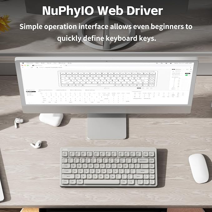 NuPhy Node75 Wireless Mechanical Keyboard, 75% Hot Swappable Custom Keyboard, 82 Keys Computer Gaming Keyboards, Supports Touch Gestures, PBT Keycaps, RGB Backlit, Bluetooth/2.4GHz/USB-C