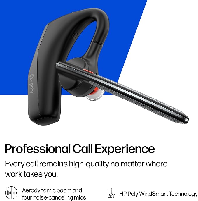 Poly Voyager Legend 30 - Bluetooth Headphones with Mic - Discreet Boom & 4 Noise-Canceling Mics - WindSmart Technology - All-Day Comfort - Seamless Connectivity - Smart Sensors & Call Controls