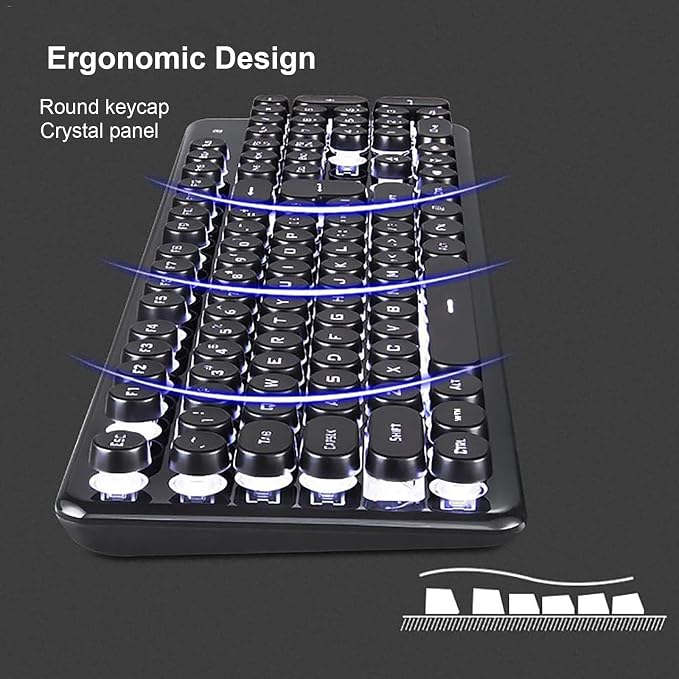Gaming Keyboard and Mouse Combo, 2.4Ghz Wilress Keyboard with LED White Backlit 104-Key Full Size Ergonomic and Optial Mice for PC/Laptop