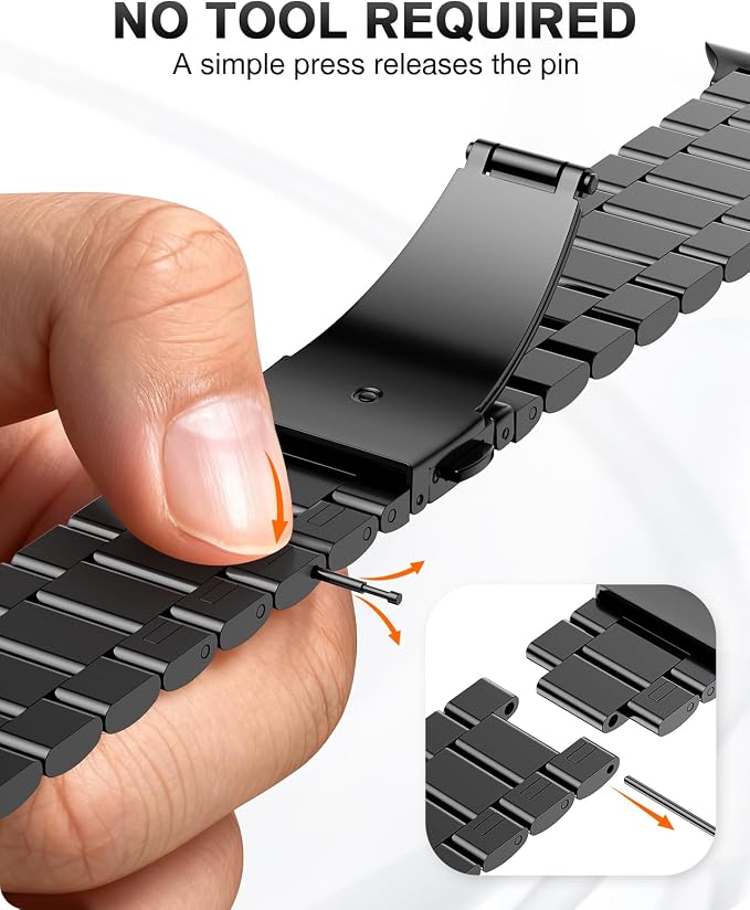 EPULY Metal Band Compatible with Apple Watch Bands for Men 49mm 46mm 45mm 44mm 42mm, Business Stainless Steel Strap for iWatch Series 11 10 9 8 7 6 5 4 3 2 1, SE3 2 1, Ultra3 2 1, No Tools Required