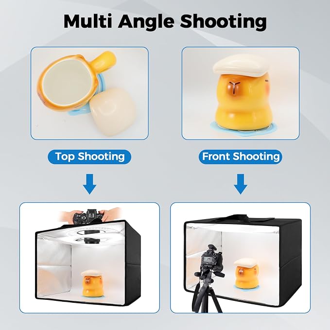 Photo Light Box, 16"x12"x12" Foldable Photography Light Box with CRI>95 120 Light Beads. Dimmable Shooting Tent Kit with White and Warm Light. 6 Color Backdrops Photo Booth for Studio Products Display