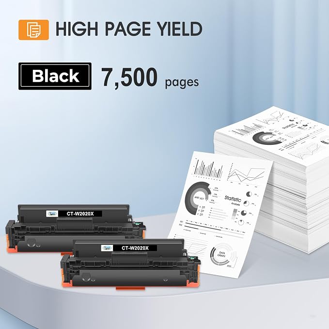 414A Black Toner Cartridge High Yield M479fdw M454dw Compatible for HP 414A 414X W2020A W2020X for HP Color LaserJet Pro MFP M479fdw M454dw M479fdn M479dw M454dn M479 M454 M480f Printer Ink 2 Pack