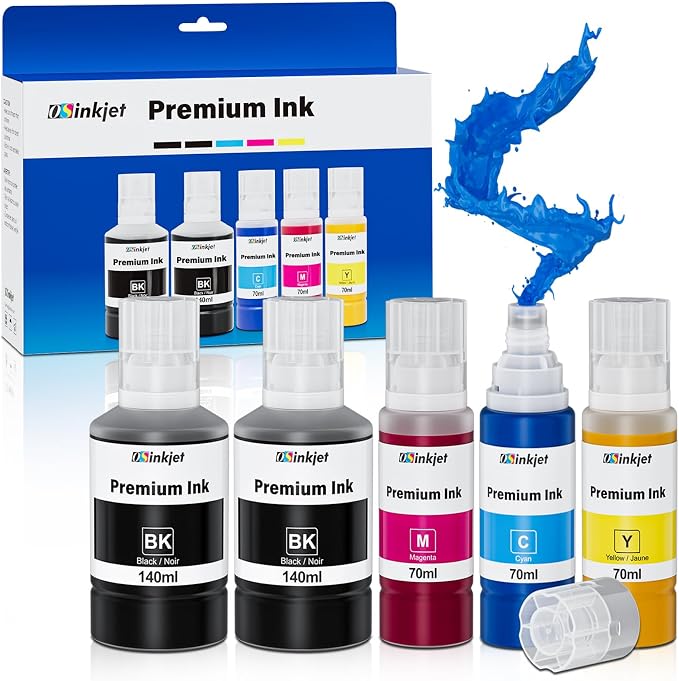Compatible for 542 Ink Refill Bottles Fits ET-5150 ET-5170 ET-5180 ET-5800 ET-5850 ET-5880 ET-16600 ET-16650, T542 Pigment Ink Bottle Combo Pack for Workforce ST-C5000 ST-C5500(2BK C M Y)