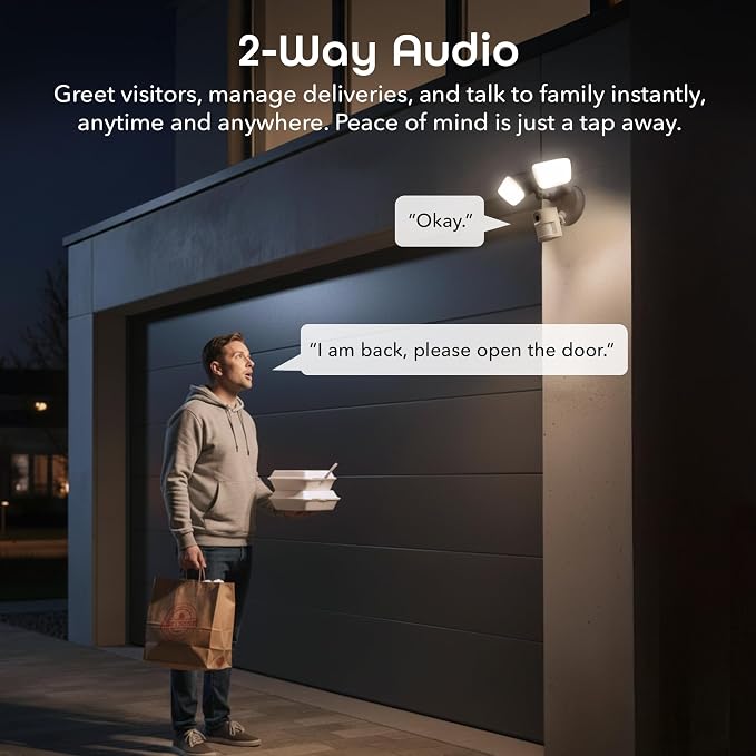 Geeni Lighthawk Smart Floodlight Camera - 3MP Ultra-HD Video, 1800 Lumens, Motion-Activated Security Light, Two-Way Audio, & Built-in Siren - Hardwired Outdoor Surveillance - Dual-Band 2.4/5GHz Wi-Fi