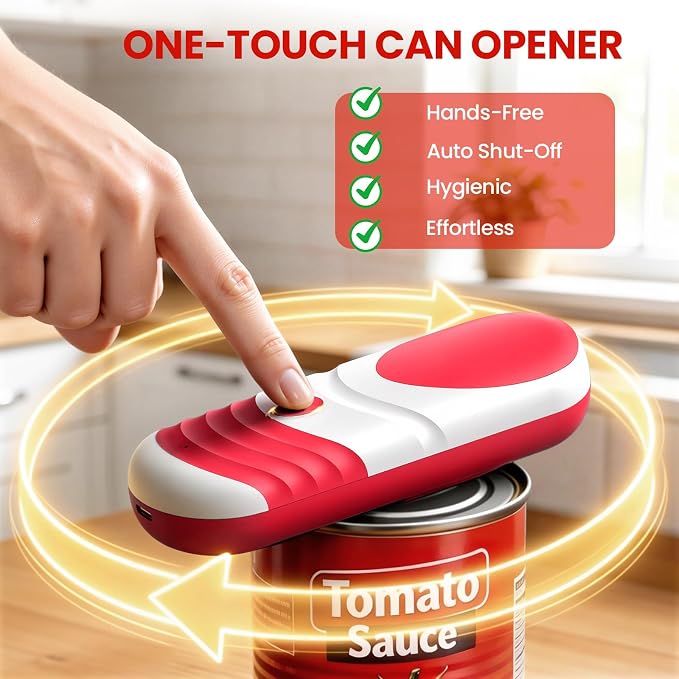 Electric Can Opener, Automatic Rechargeable Can Openers with One-Touch Smooth Edge & Magnetic Lid - Hands-Free Easy-Grip Opener for Seniors with Arthritis and Most Cans