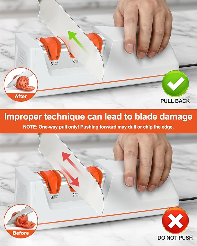 Electric Knife Sharpener with Replaceable Sharpening Head | 3-Stage Sharpening, 15° Precision Angle, Diamond Sharpening System, Metal & Ceramic Knives, Exquisite Gifts & Packaging