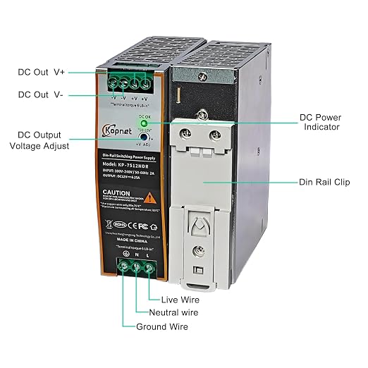 75W 12V Din Rail Mount Power Supply 12V 6.25A Output AC-DC Industrial Power Adapter 100~240V AC Input Din-Rail Switching Power Supply with Over Load/Temperature Short Circuit Protection