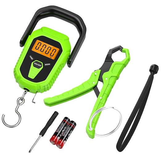 Digital Fishing Scale, Digital Hanging Scale with Lip Gripper, Portable Luggage Scale, 110lb/50kg Weight Max, High Contrast Hanging Weigher for Boat, Fishing Gifts for Men