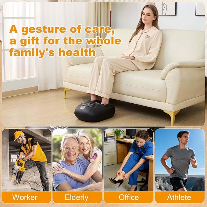 LINGTENG Foot Massager, Heated Foot Massager, Foot Massage with 3 Modes, 3 Intensity Levels, 15-Min Timer, Birthday Gifts for Women Men, Father Day Gifts, Size up to 13"