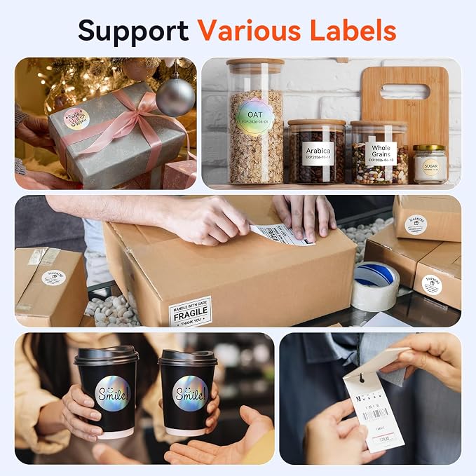 TATTMUSE Bluetooth Thermal Label Printer, 4X6 Shipping Label Printer for Small Business, Wide Format Plotter Printer Compatible with Phone, iOS, Android, Windows, Mac, Amazon, Ebay, Shopify, White