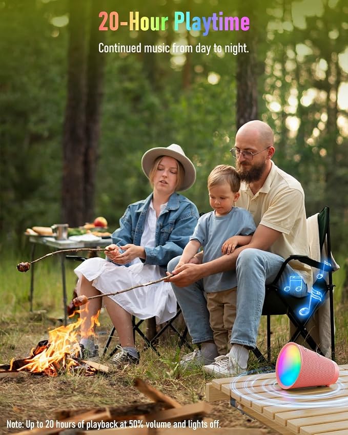 Bluetooth Speaker Wireless, Bluetooth 5.3 Shower Speaker with 9 RGB Lights & 20H Playtime, IPX6 Waterproof Speaker with TWS Pairing, Portable Speaker for Home, Beach, Travel & Birthday Gifts