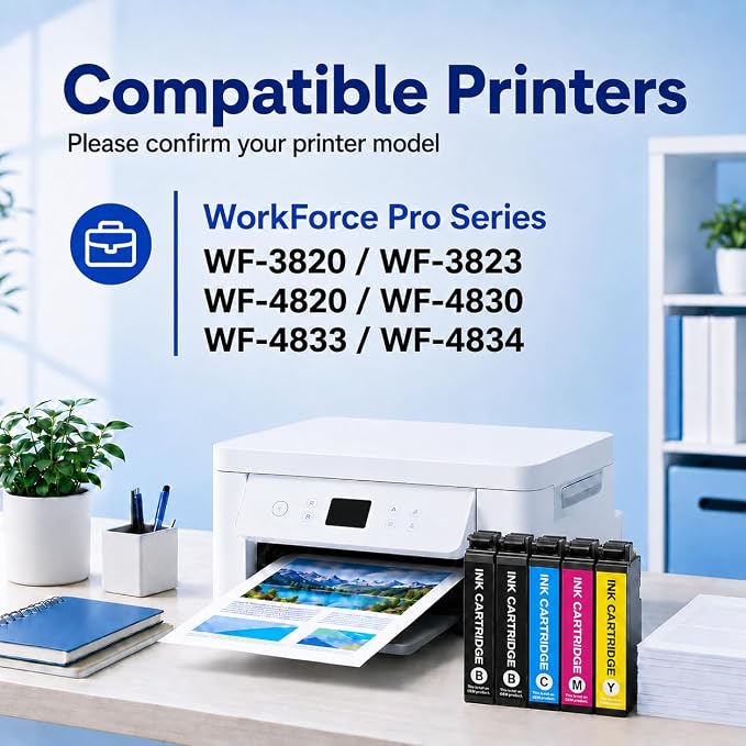 Remanufactured Ink Cartridges Replacement for Epson 822XL Ink Cartridges Combo Pack for Epson 822 XL to use with Workforce Pro WF-3820 WF-4820 WF-3823 WF-4833 WF-4830 (10 Pack, Latest Chip)