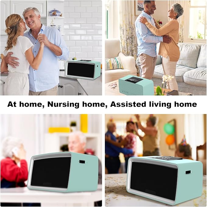 Simple Music Player for Elderly, Easy Audiobook Player with 32GB TF Card & Card Reader for Dementia, Alzheimers, Visually Impaired, Low Vision Patients, Wired - Cyan