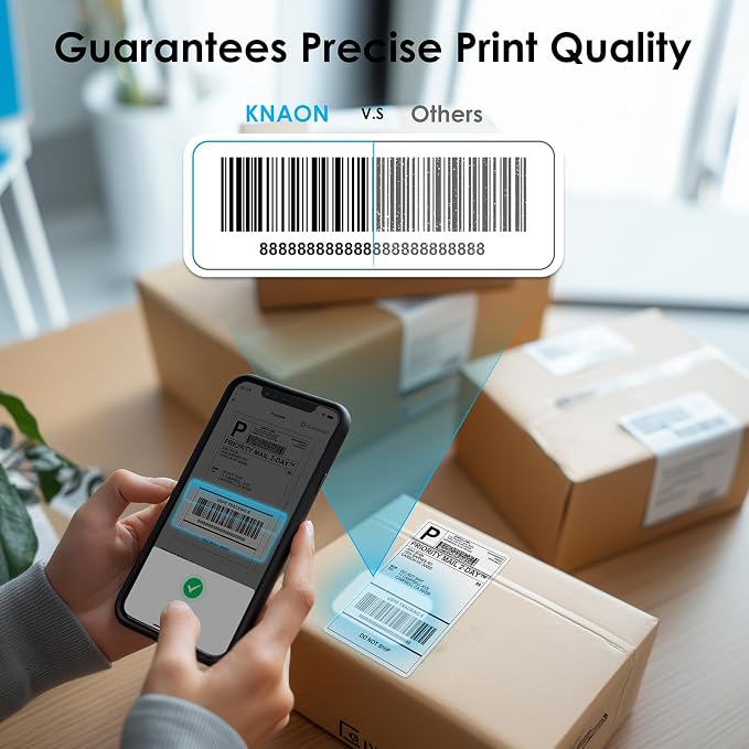 KNAON Shipping Thermal Label Printer, 4x6 Portable Label Printer, Bluetooth Label Maker for Small Business, Support iPhone,Android,Windows,Mac,Chromebook,Works with USPS, Etsy,Shopify&More, Black