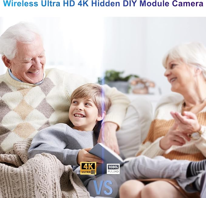 Wireless Ultra 4K HD Hidden Mini Camera, DIY Module Tiny Security Cam with Motion Detection and Loop Recording, 2500mAh Battery, Remote Control (Don't Support Wi-Fi and Not Include SD Card)
