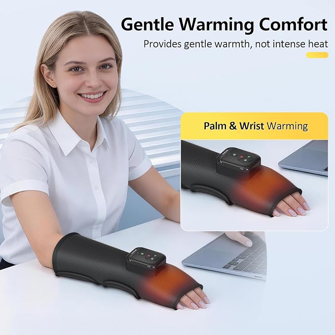 Comfytemp Air Compression Hand and Wrist Massager for Circulation and Pain Relief, Birthday Gifts for Men Women, Forearm Compression Sleeve for Carpal Tunnel, Arthritis, FSA Eligible HSA (Length 13")
