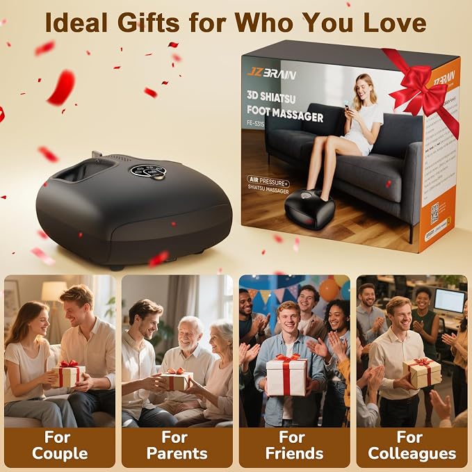 Foot Massager with Heat & Compression for Neuropathy and Tired Feet | Removable liners for easy cleaning, Thoughtful Gift for Family, Friends & Loved Ones