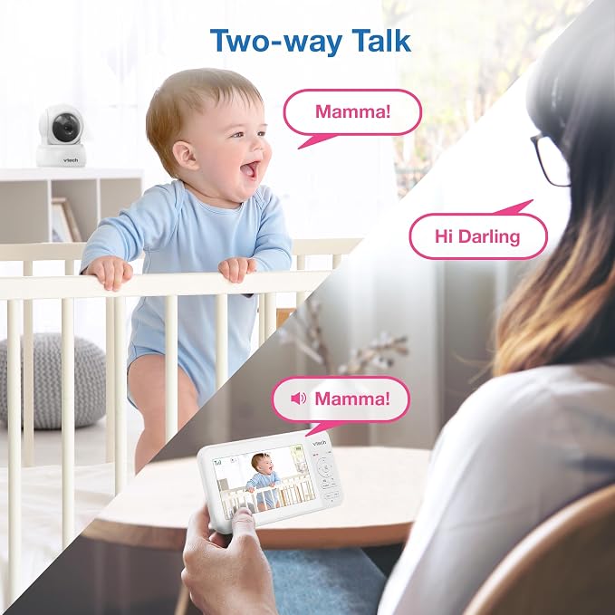 VTech Baby Monitor No WiFi– See Every Corner of the Nursery, Remote Pan-Tilt-Zoom, Hack-Proof, 5" Screen, 17Hr Battery, 1000ft Range, Night Vision, Temperature Sensor | 924W