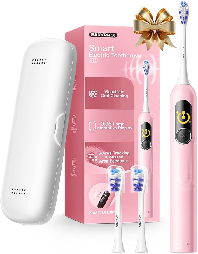 SAKYPRORAL G5S Electric Toothbrush (Pink) + Ultra White Toothpaste