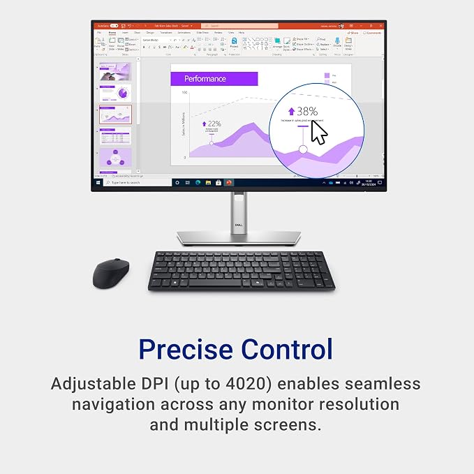 Dell KM555 Silent Keyboard and Mouse - 18 Programmable Shortcut Keys, Copilot Key, Secure Dual-Mode connectivity, Adjustable DPI, Ambidextrous, Low Battery LED Indicator, 3-Year Warranty - Black