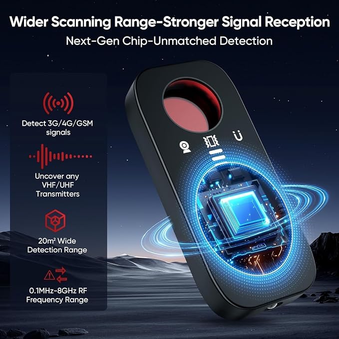 Hidden Cameras Detectors, RF Signal Detector Privacy Pen, Camera Finder Bug Scanner with 4 Sensitivity Levels, GPS Tracker for Travel Hotel Office
