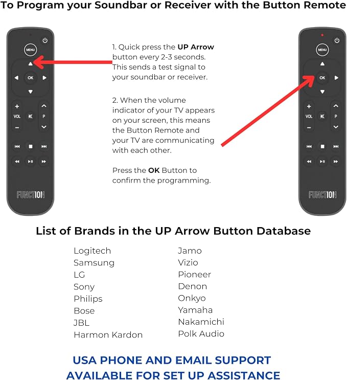 Function101 Button Remote for Apple TV (Bluetooth Edition) — Apple TV Replacement Remote for Apple TV 4K & All Models | Bluetooth + Infrared | Traditional Button Layout | 2 AAA Batteries Included