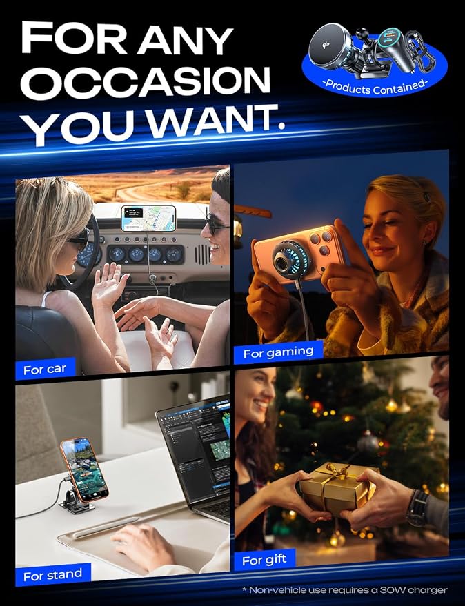 LISEN Qi2.2 25W MagSafe Car Mount Charger [TEC Cooling & Qi2 25W] Magnetic Wireless Car Charger,360 Dashborad & Vent Magnetic Phone Holders for Your Car Accessories, Only for iPhone 17 16 15 14 13 12